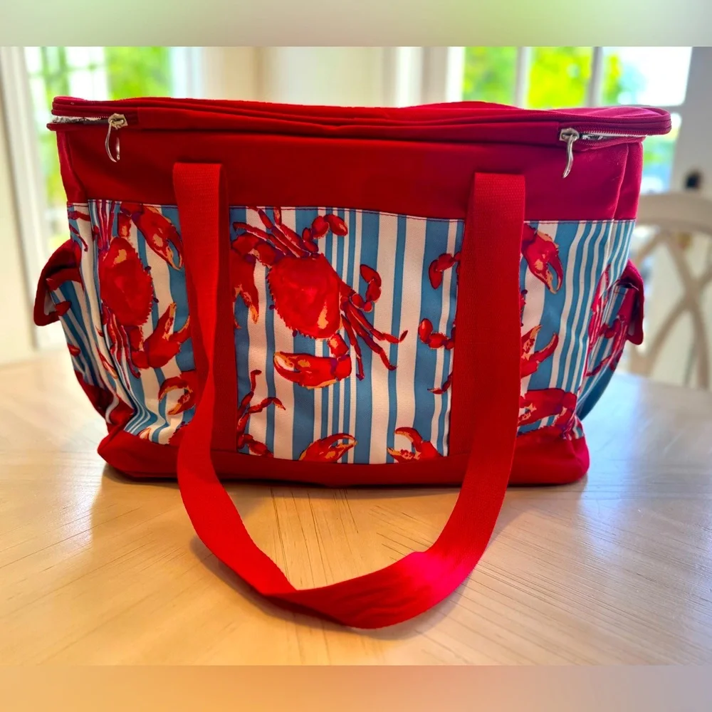 Tommy Bahama Large Insulated Cooler Tote Bag | Beach Picnic Travel | Crab Print